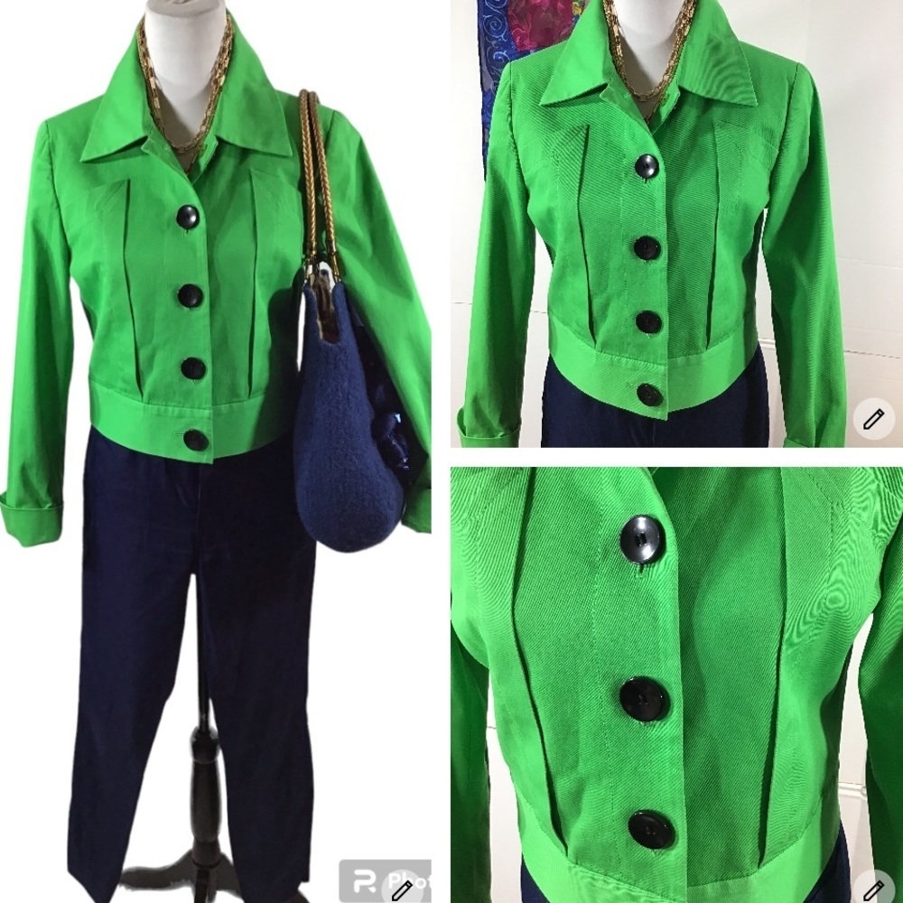 Worth green cropped button up jacket 4